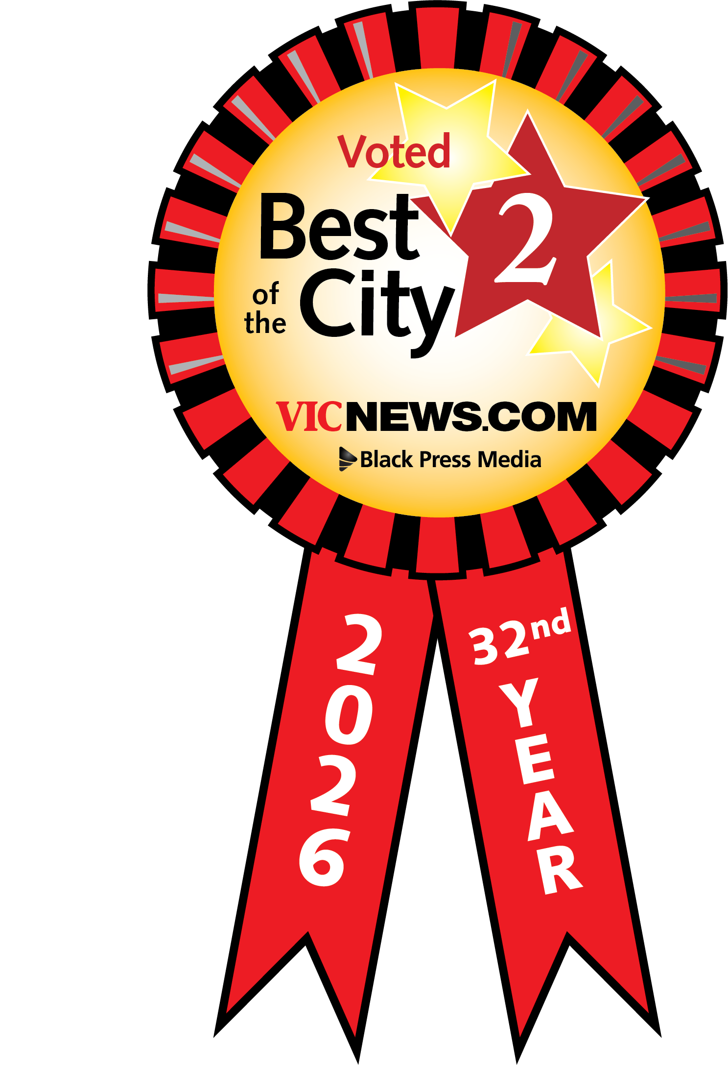 Best of the City 2026 second place ribbon, Victoria News